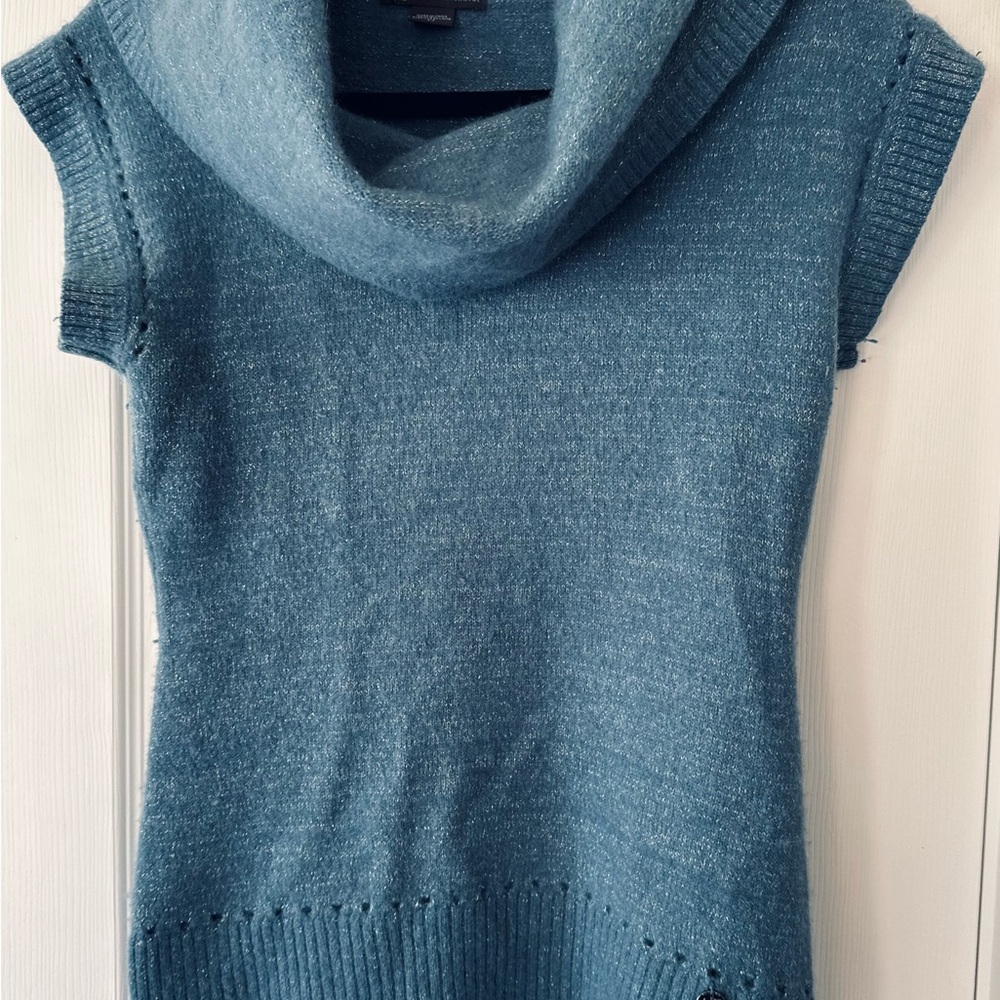Armani Exchange Sky Blue Cowl Neck Wool Rabbit Fur‎ Sweater Size S